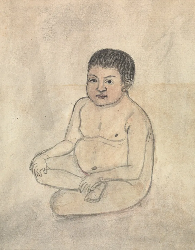 Naked Child by Gangaram Chintaman Tambat - Canvas Print
