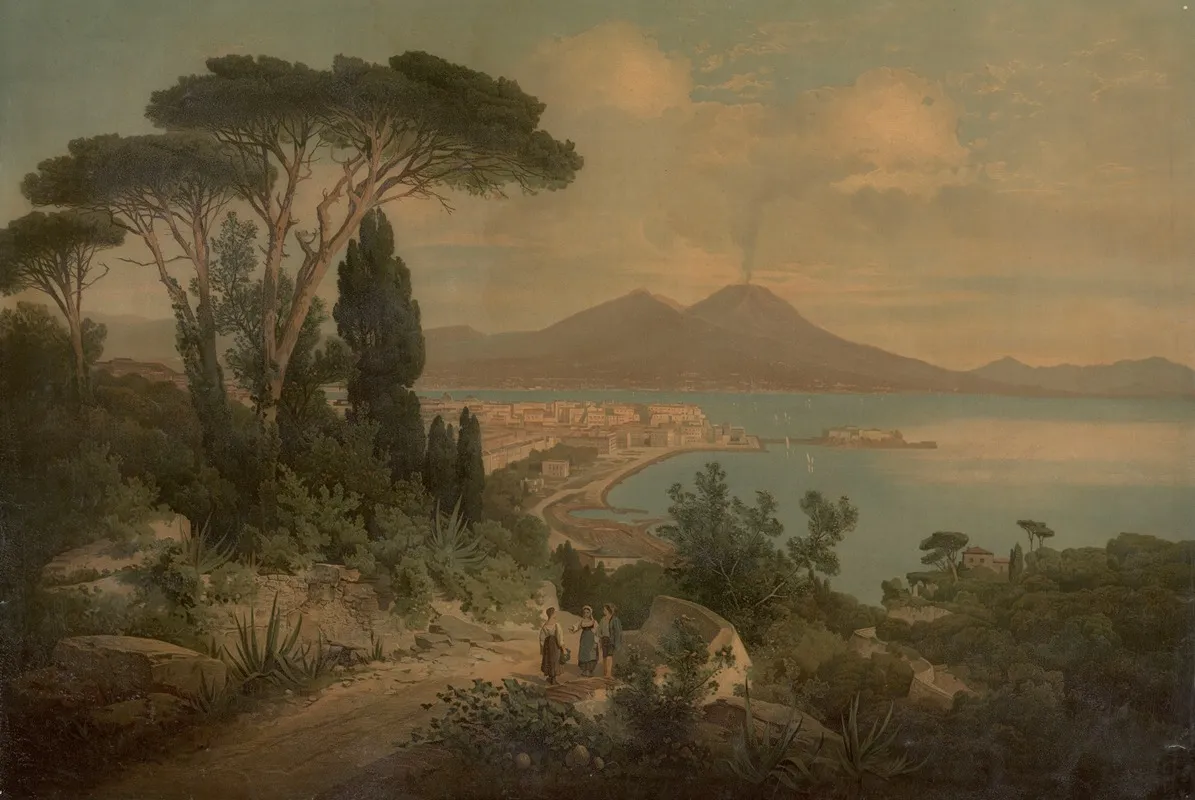 Naples With Mount Vesuvius by Carl Hasch - Canvas Print
