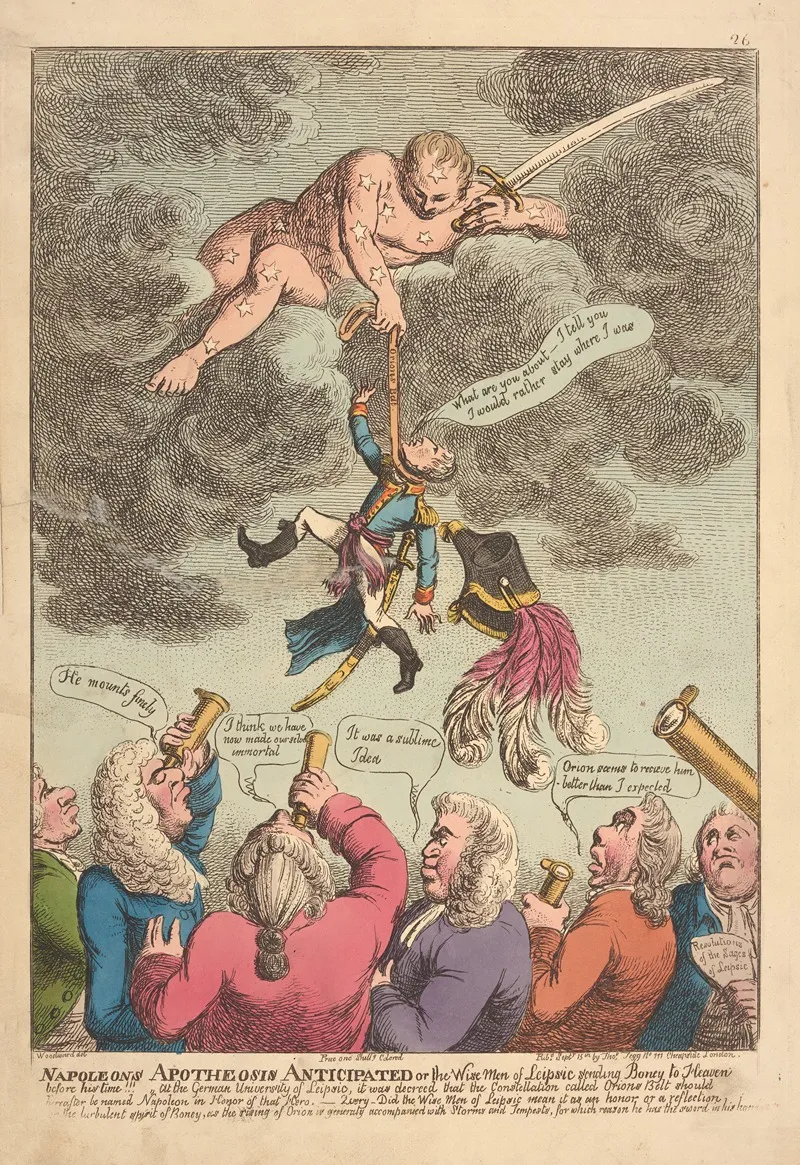 Napoleons Apotheosis Anticipated Or The Wise Men Of Leipsic Sending Boney To Heaven Before His Time