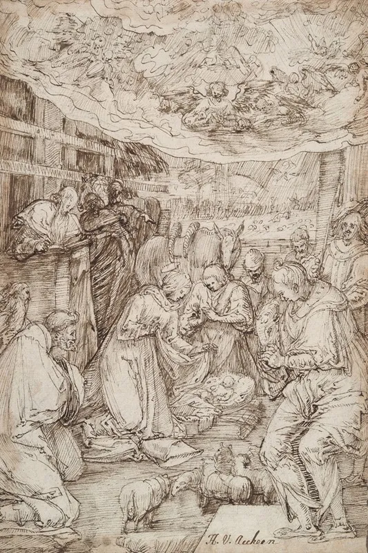 Nativity 5 by Master of the Egmont Albums - Canvas Print