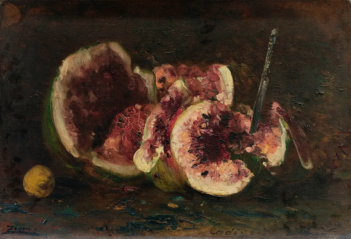 Nature Morte Aux Pasteques Et Couteau