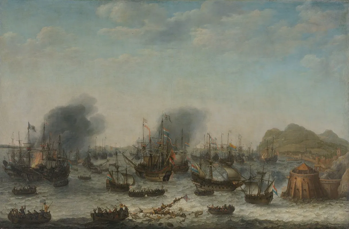 Naval Battle Near Gibraltar 25 April 1607 Victory Over The Spanish Near Gibraltar By A Fleet Commanded By Admiral Jacob Van Heemskerck by Adam Willaerts - Canvas Print