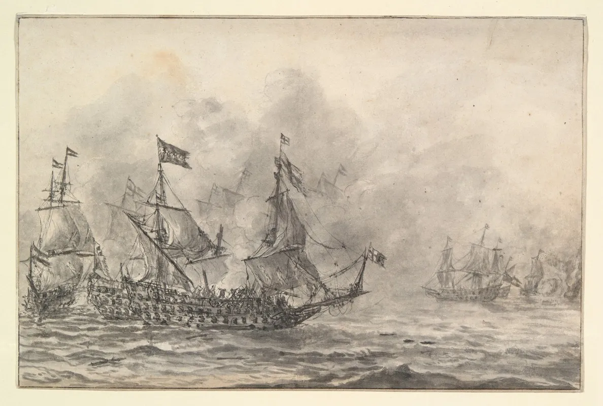 Naval Battle by Reinier Nooms - Canvas Print