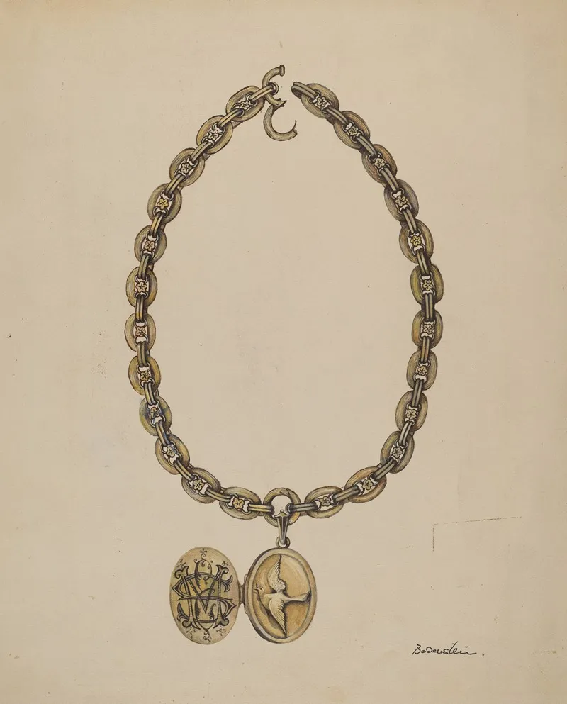 Necklace And Locket by Molly Bodenstein - Canvas Print