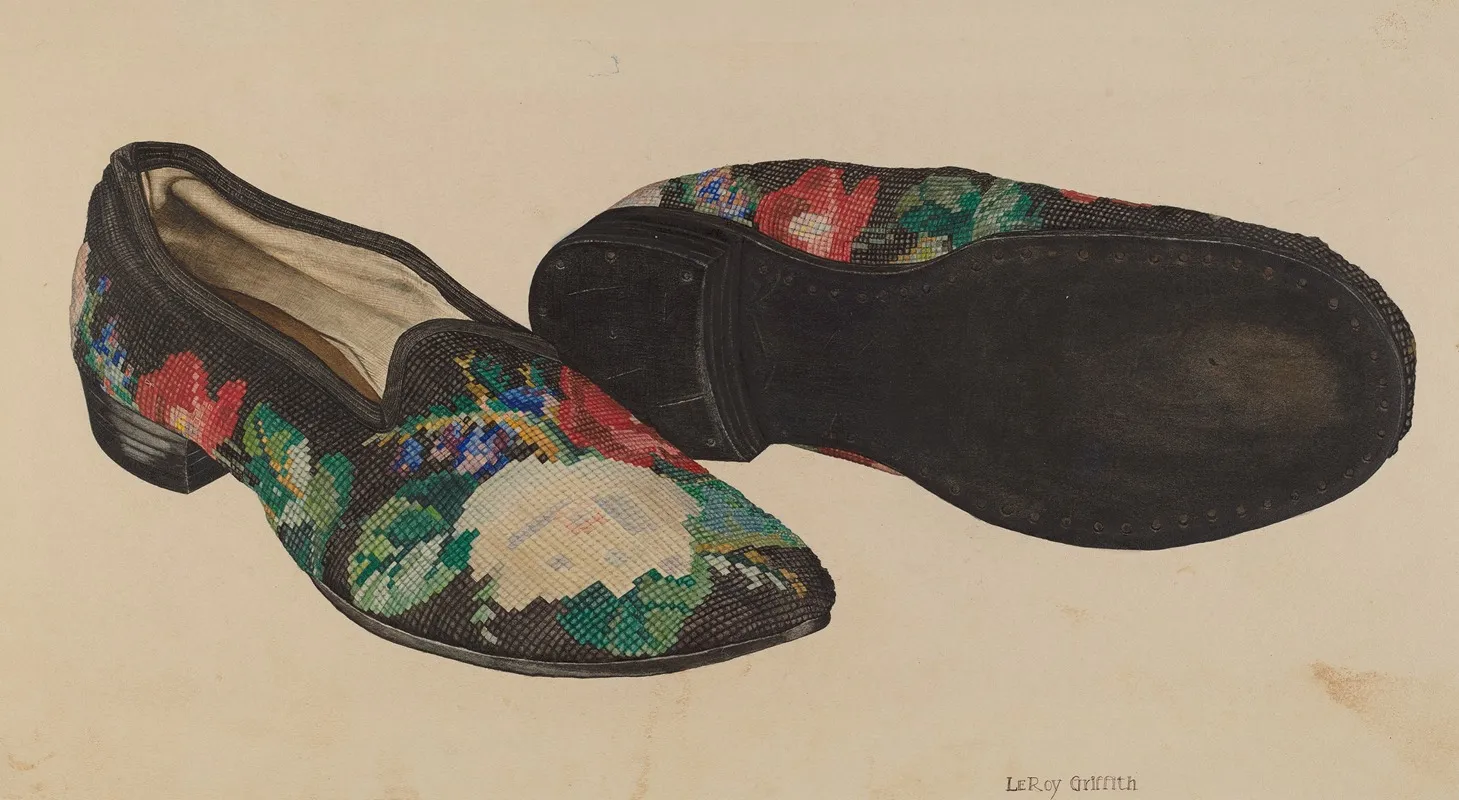 Needlepoint Slippers by LeRoy Griffith - Canvas Print