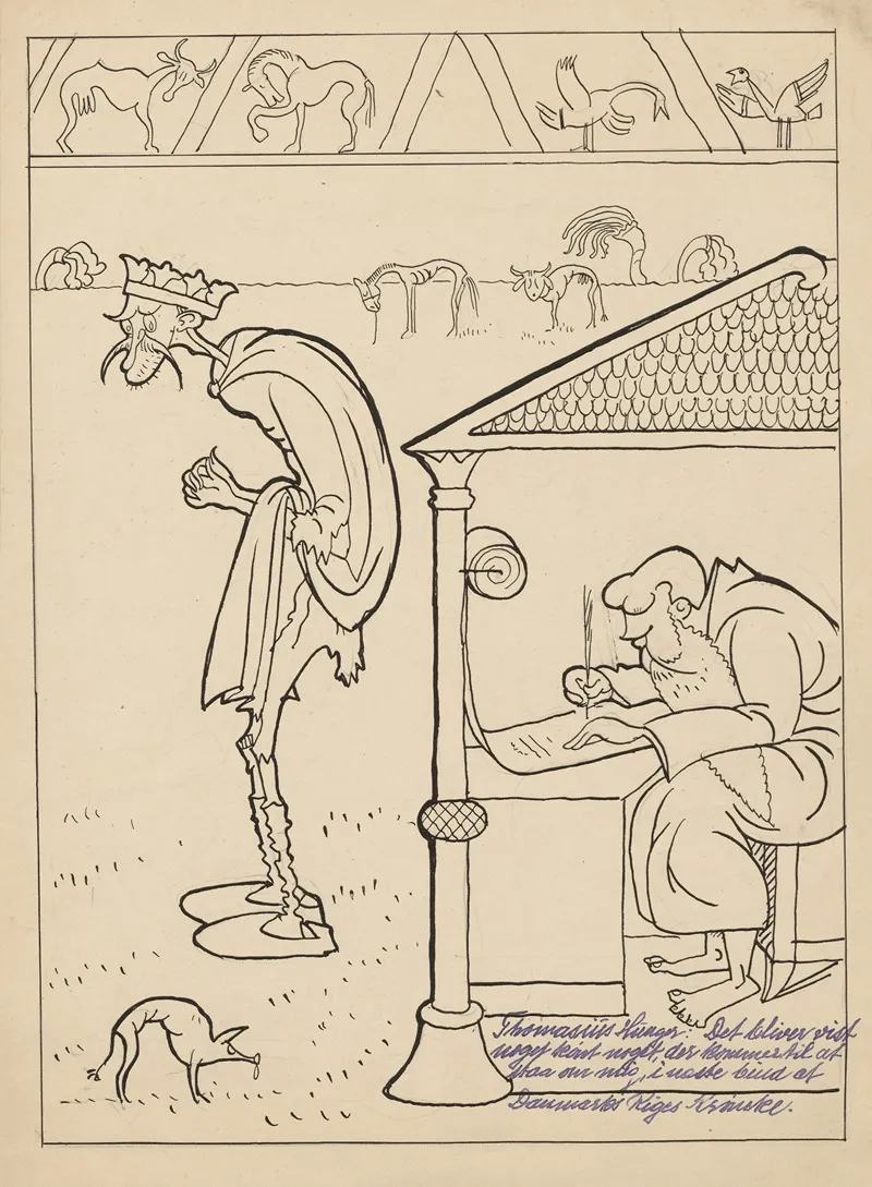 Neergaard As Oluf Hunger And Borgbjerg As Saxo Writing Down The Chronicle