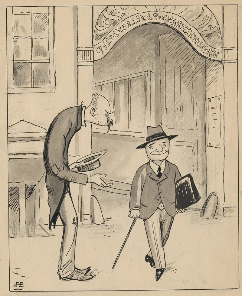 Neergaard Stands Outside Gyldendal Publishers With His Hat In His Hand