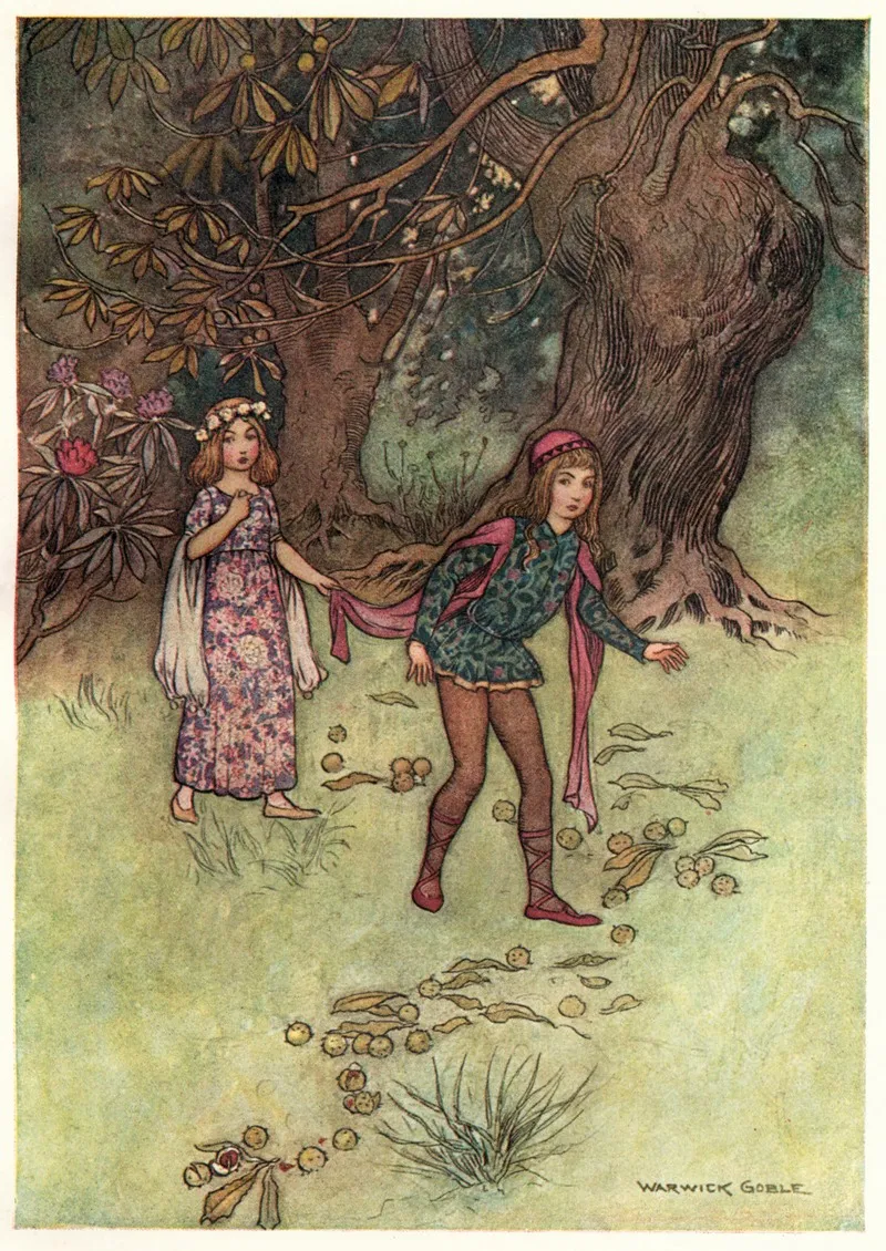 Nennillo And Nennella In The Wood by Warwick Goble - Canvas Print