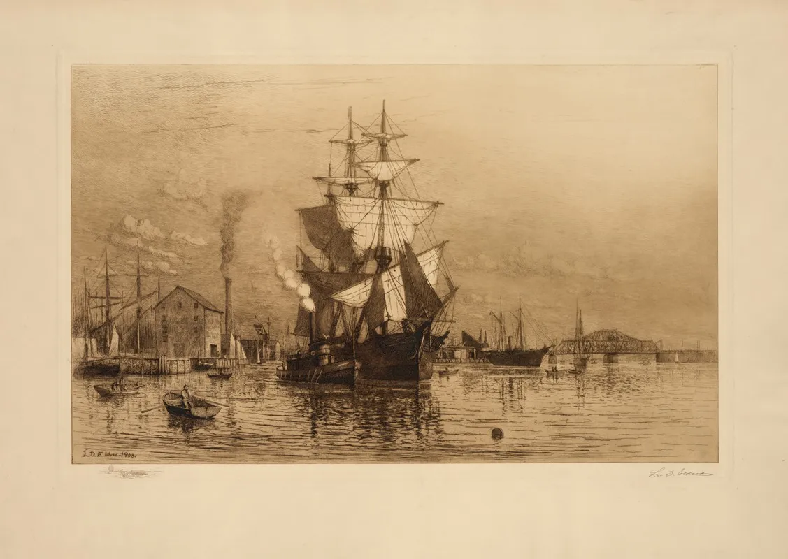 New Bedford Harbor by Lemuel David Eldred - Canvas Print