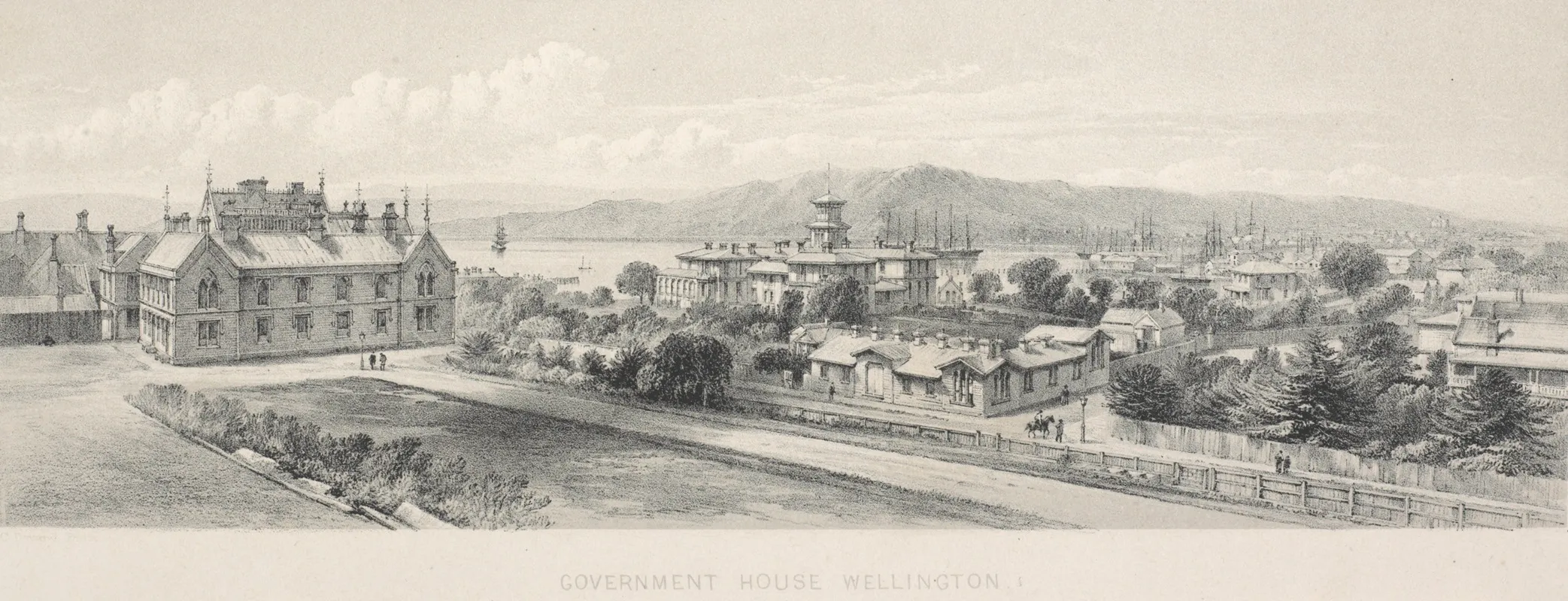 New Zealand Graphic And Descriptive Plate 1 Government House Wellington by Charles Decimus Barraud - Canvas Print