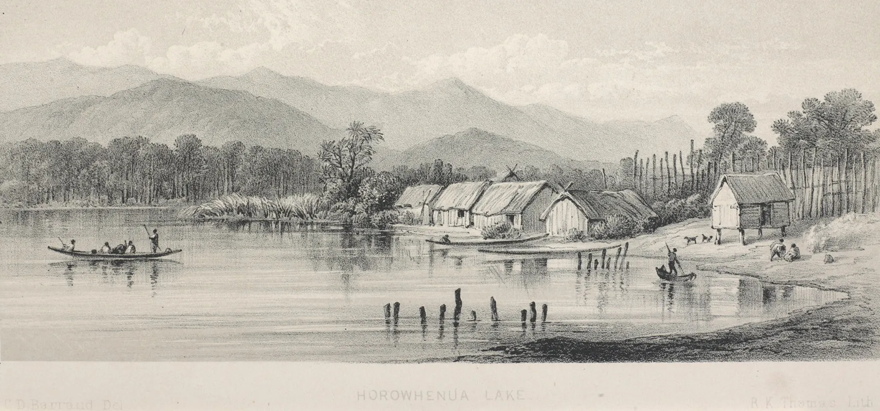 New Zealand Graphic And Descriptive Plate I Horowhenua Lake by Charles Decimus Barraud - Canvas Print