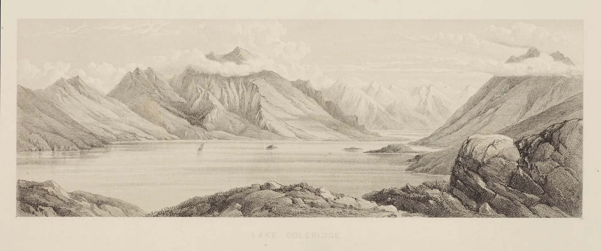 New Zealand Graphic And Descriptive Plate Iv Lake Coleridge by Charles Decimus Barraud - Canvas Print