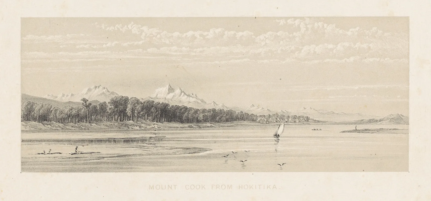 New Zealand Graphic And Descriptive Plate Iv Mount Cook From Hokitika by Charles Decimus Barraud - Canvas Print