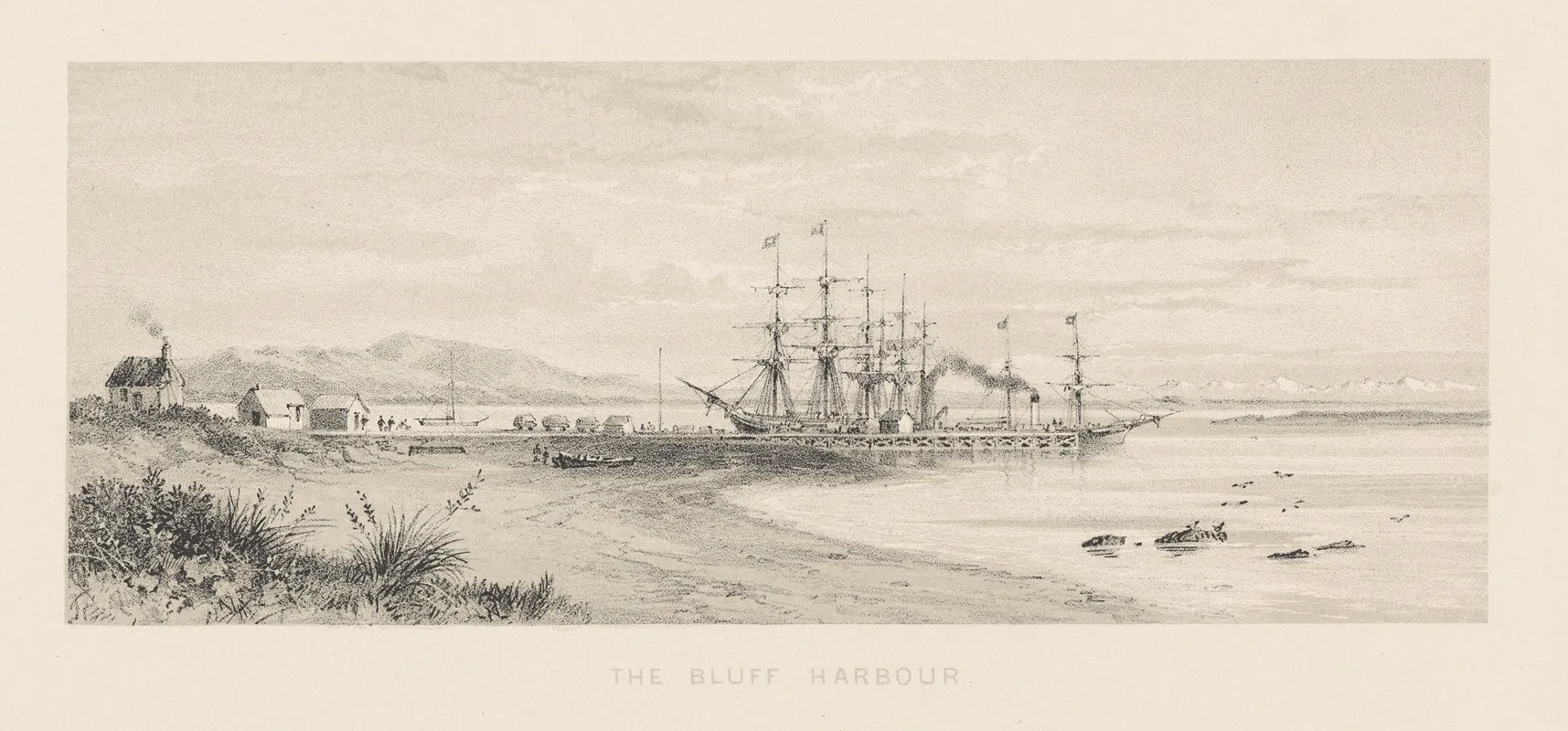 New Zealand Graphic And Descriptive Plate V The Bluff Harbour by Charles Decimus Barraud - Canvas Print