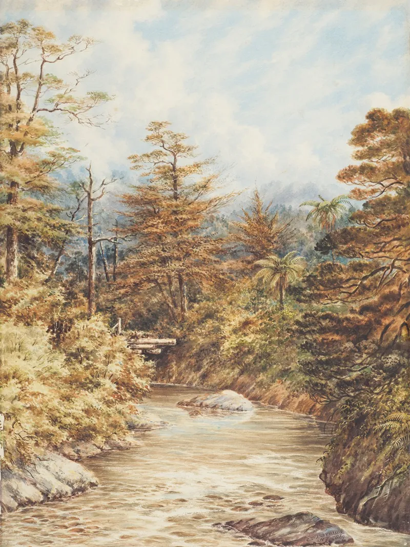 New Zealand River Scene by Charles Decimus Barraud - Canvas Print