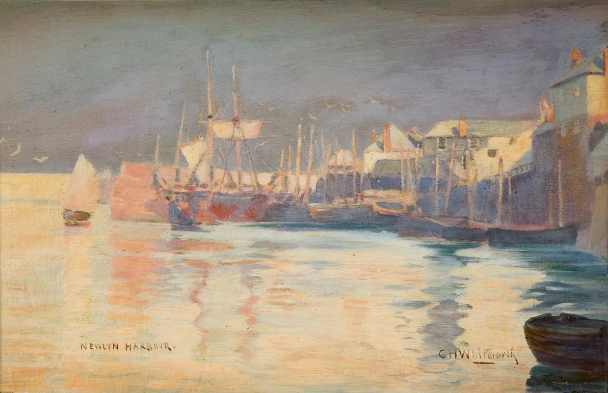 Newlyn Harbour by Charles H Whitworth - Canvas Print