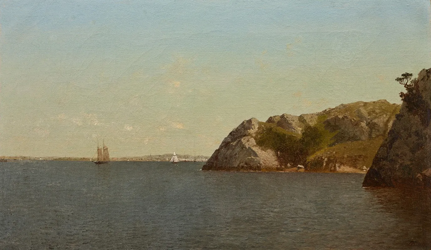 Newport Rhode Island Beacon Rock by John Frederick Kensett - Canvas Print
