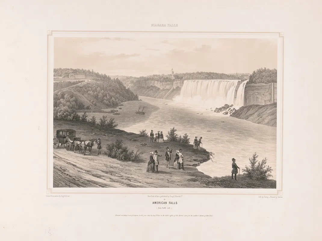 Niagara Falls American Falls From Table Rock by Augustus Köllner - Canvas Print