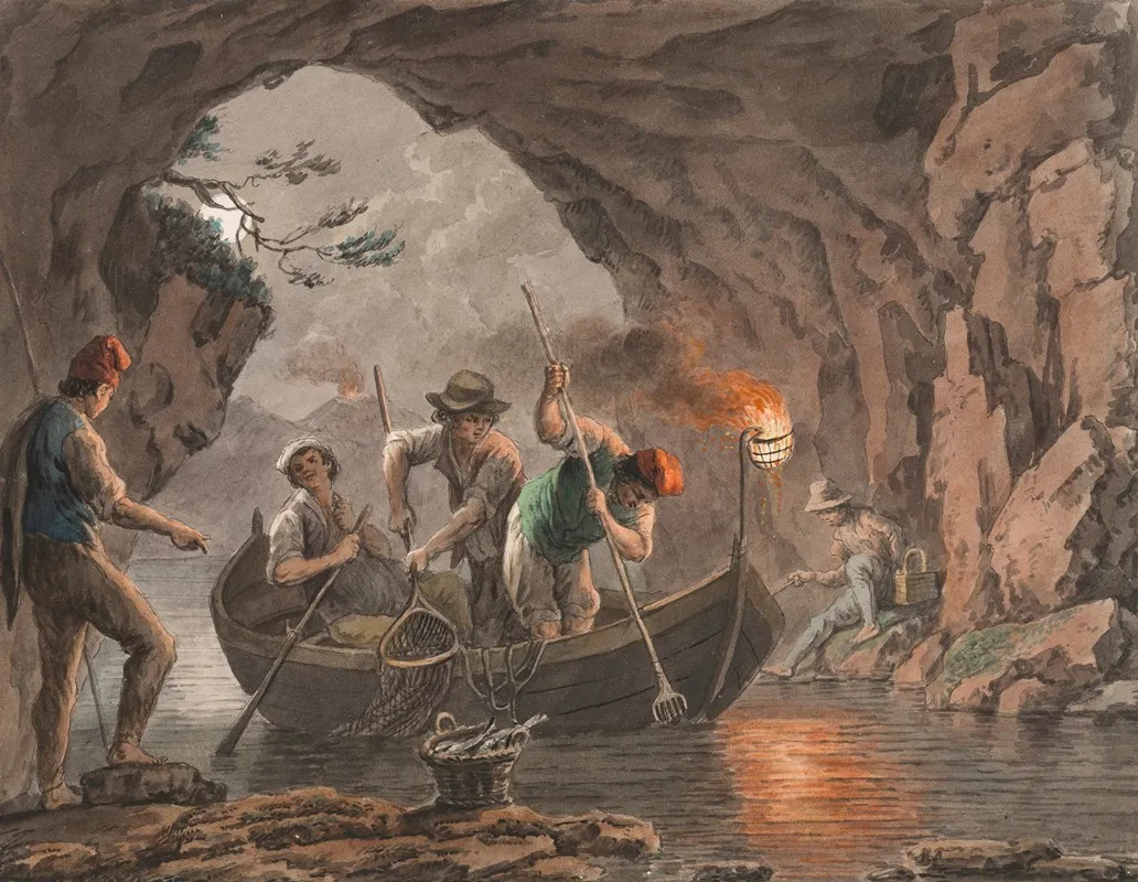 Night Fishing At The Entrance To A Cave