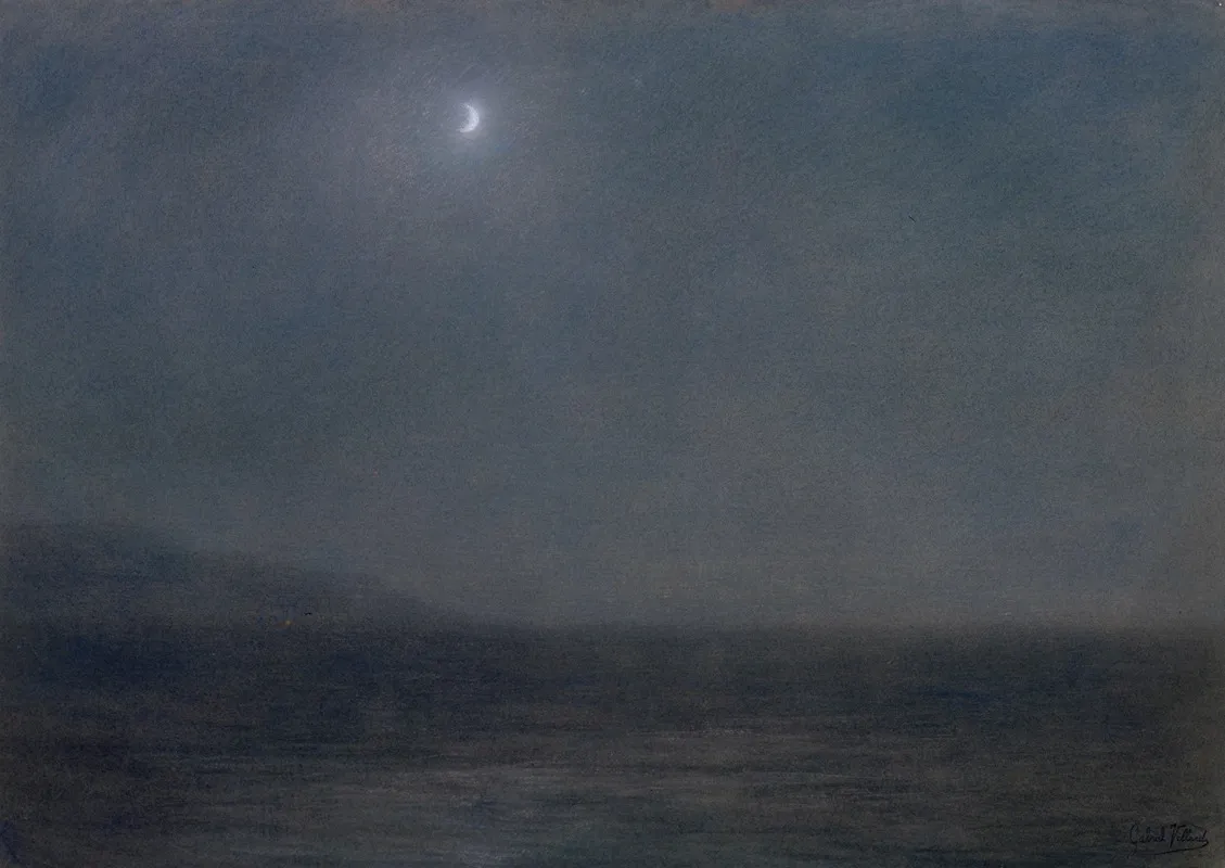 Night Landscape With Sky And Crescent Moon
