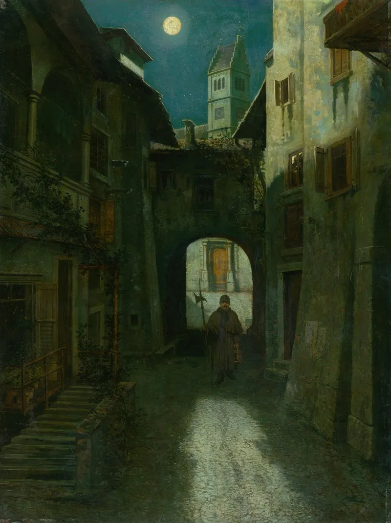 Night Watch In The Old Town by Eduard Majsch - Canvas Print