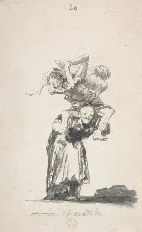 Nightmare An Old Woman Carrying Figures On Her Back
