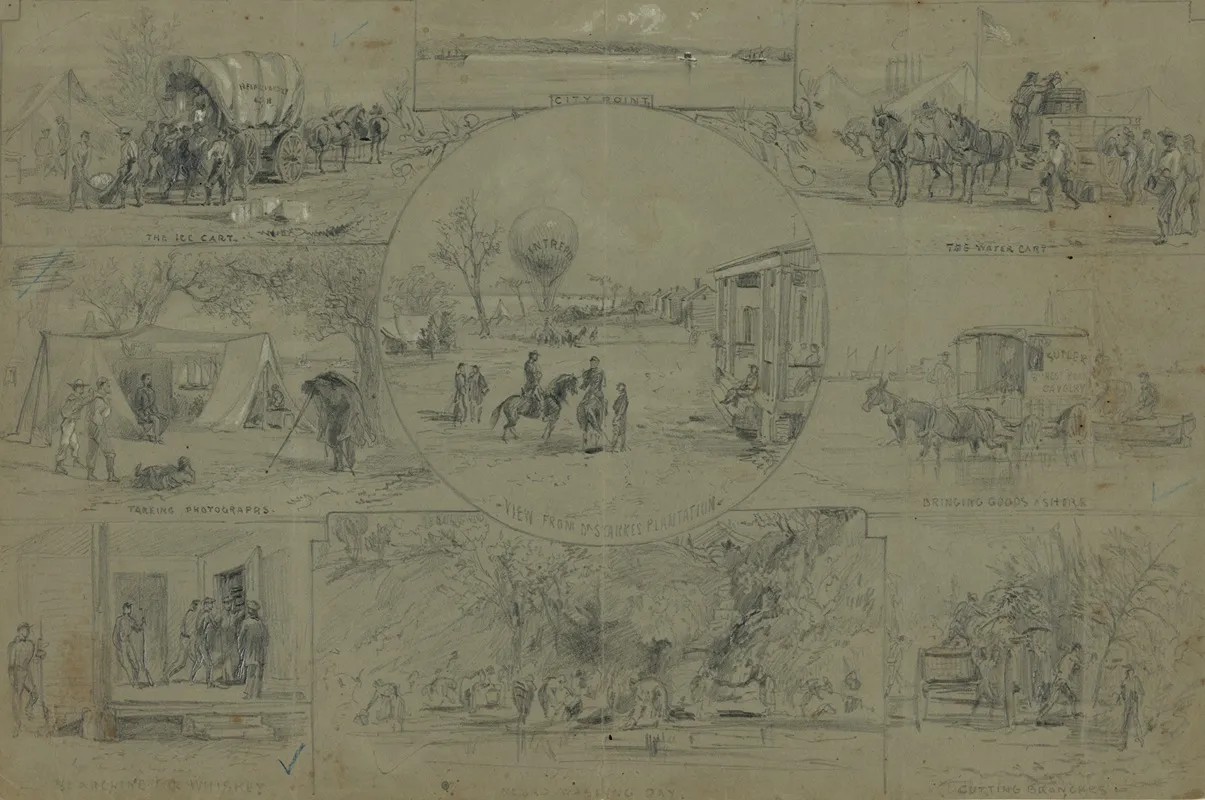 Nine Camp Scenes by Arthur Lumley - Canvas Print