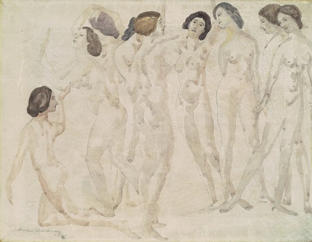 Nine Figures by Arthur Bowen Davies - Canvas Print