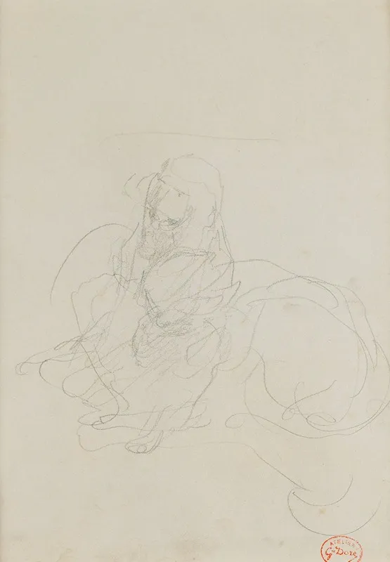 No 1 The Monkey The Cat by Gustave Doré - Canvas Print