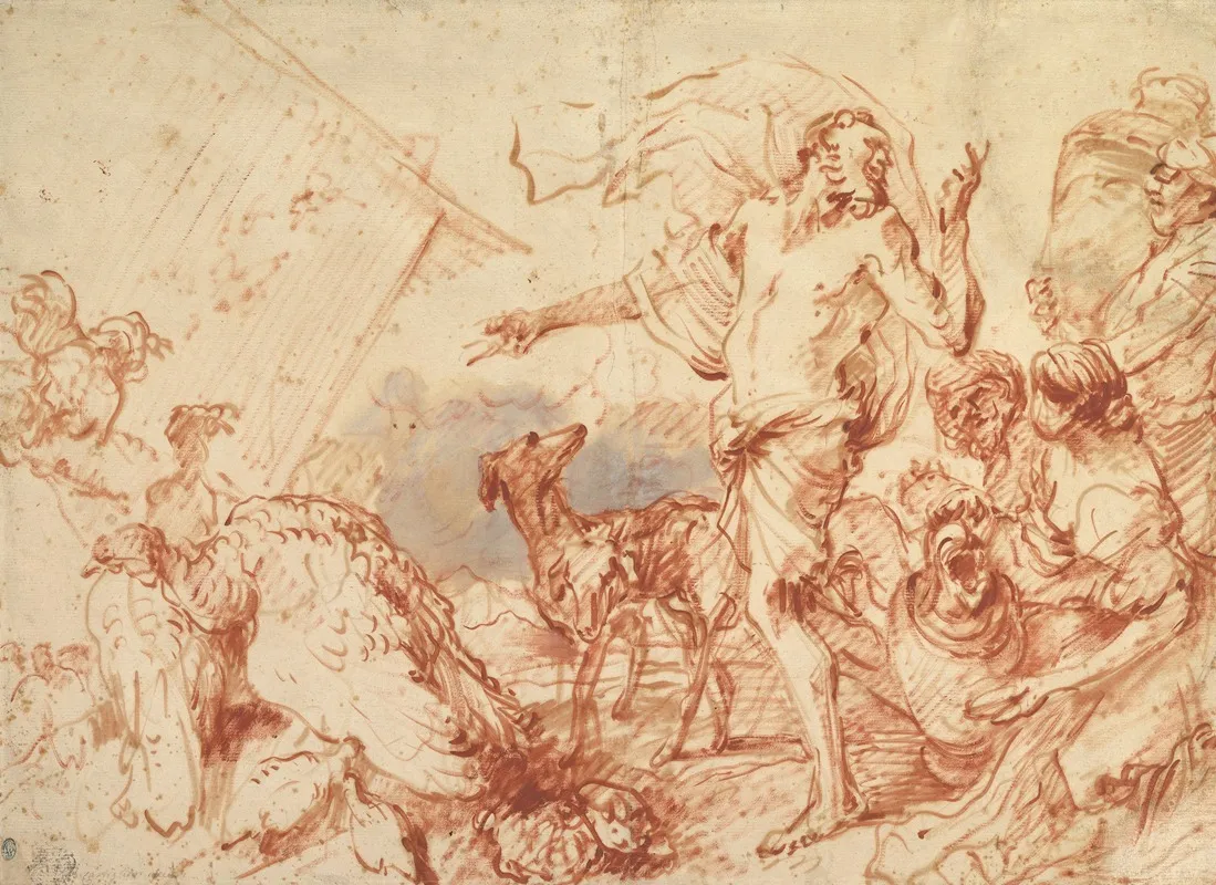 Noah Entering The Ark by Giovanni Benedetto Castiglione - Canvas Print
