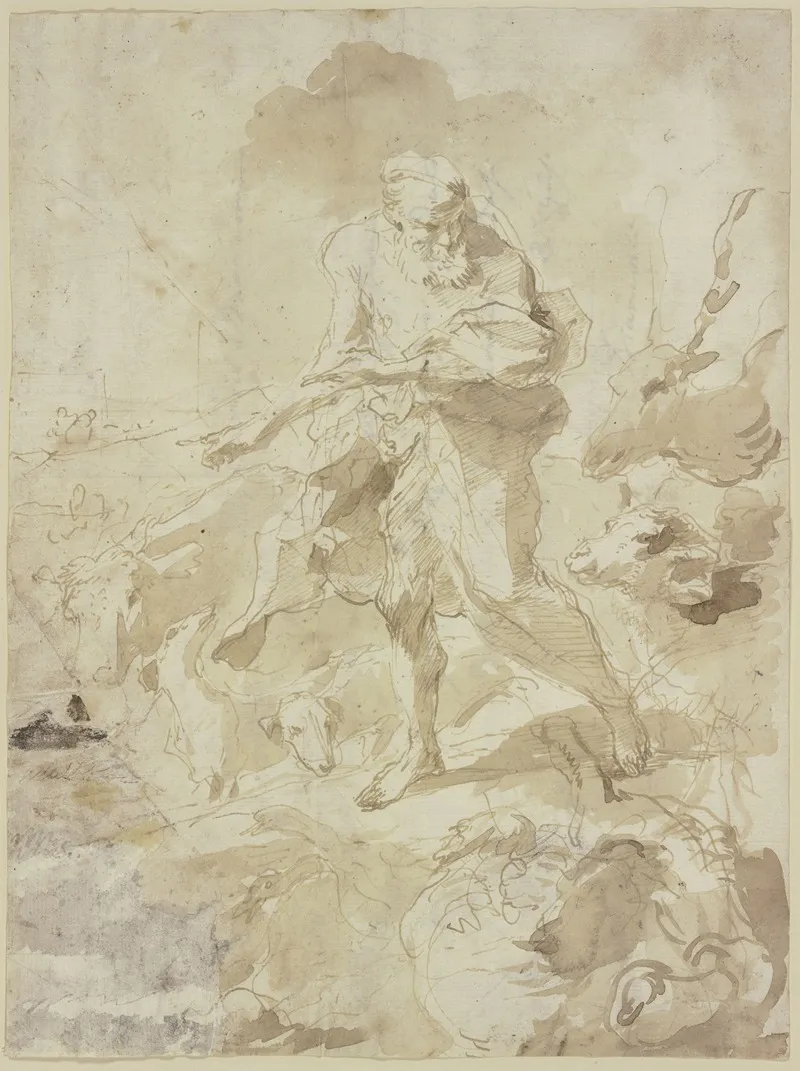 Noah With The Animals by Giovanni Benedetto Castiglione - Canvas Print