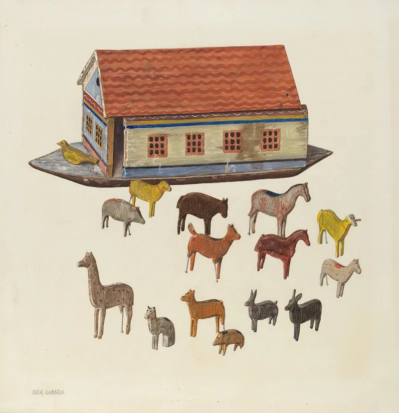 Noahs Ark And Animals by Ben Lassen - Canvas Print