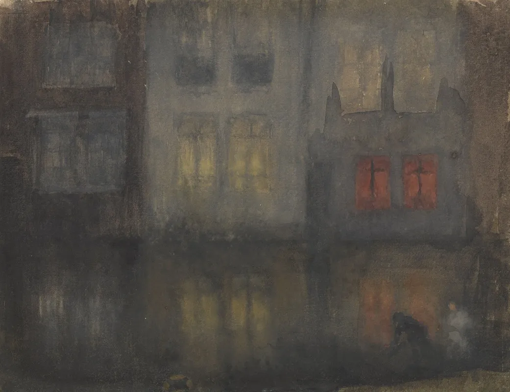 Nocturne Black And Red Back Canal Holland