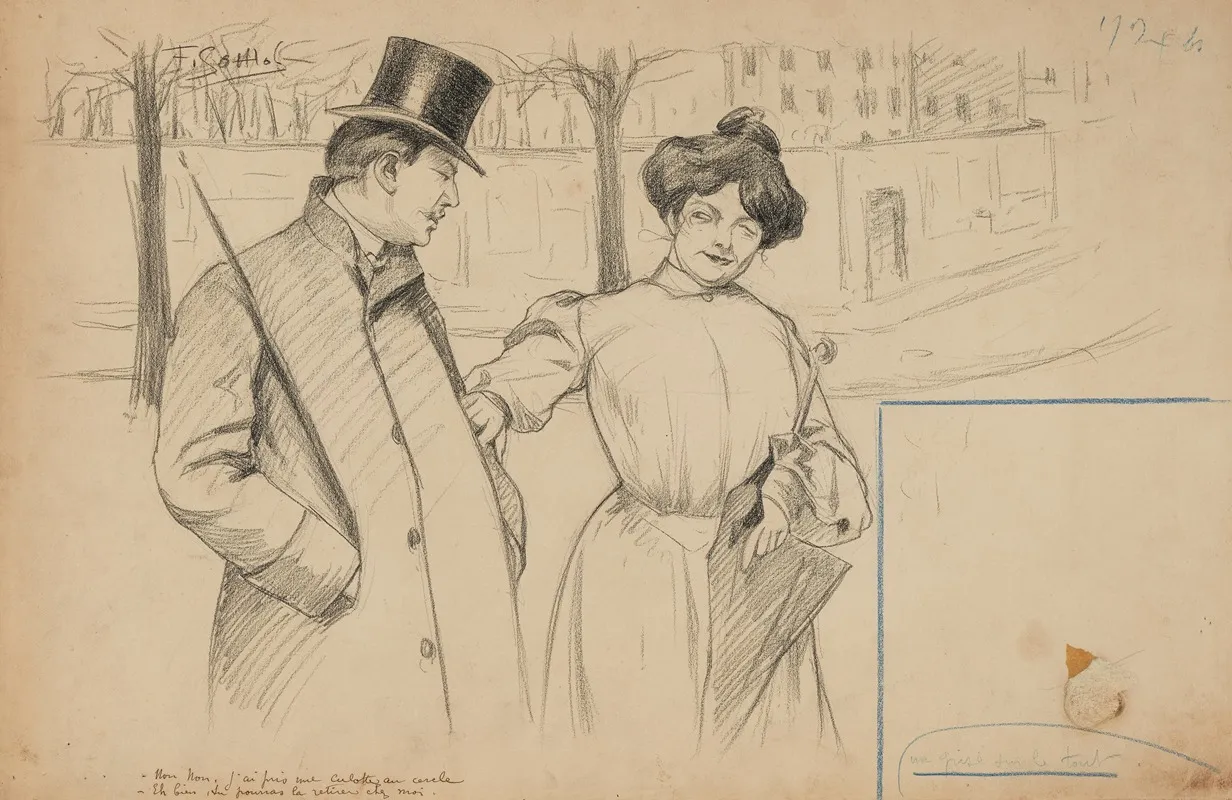 Non Non Jai Pris Une Culotte Au Cercle Eh Bien Tu Pourras La Retirer Chez Moi by Fernand Louis Gottlob - Canvas Print