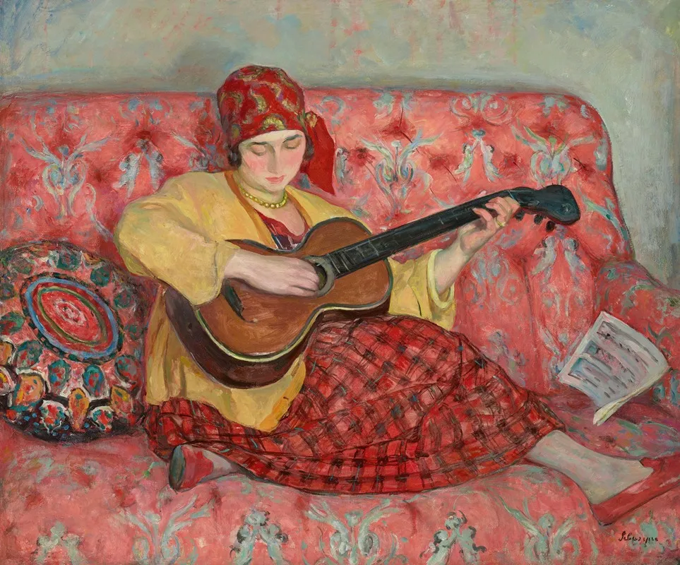 Nono A La Guitare by Henri Lebasque - Canvas Print