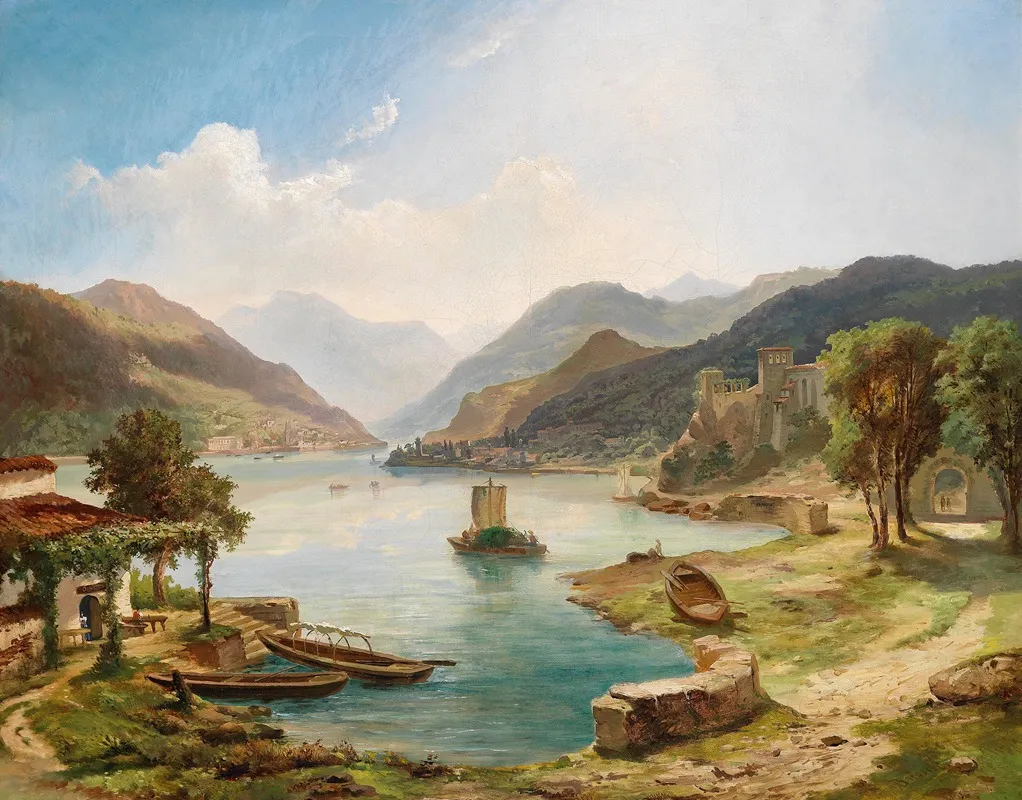 Norditalienische Seenlandschaft by Othmar Brioschi - Canvas Print
