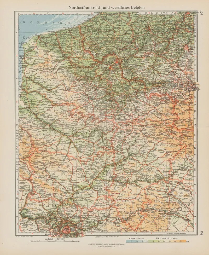 Nordostfrankreich Und Westliches Belgien by Ernst Friedrich - Canvas Print