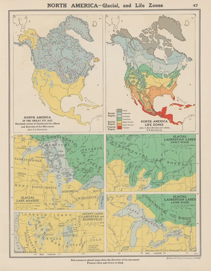North America Glacial And Life Zones by John Paul Goode - Canvas Print