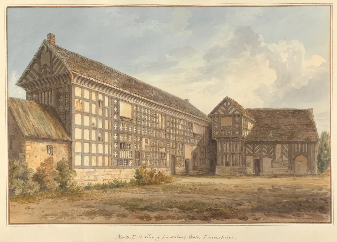 North East View Of Samlesbury Hall Lancashire by John Buckler - Canvas Print
