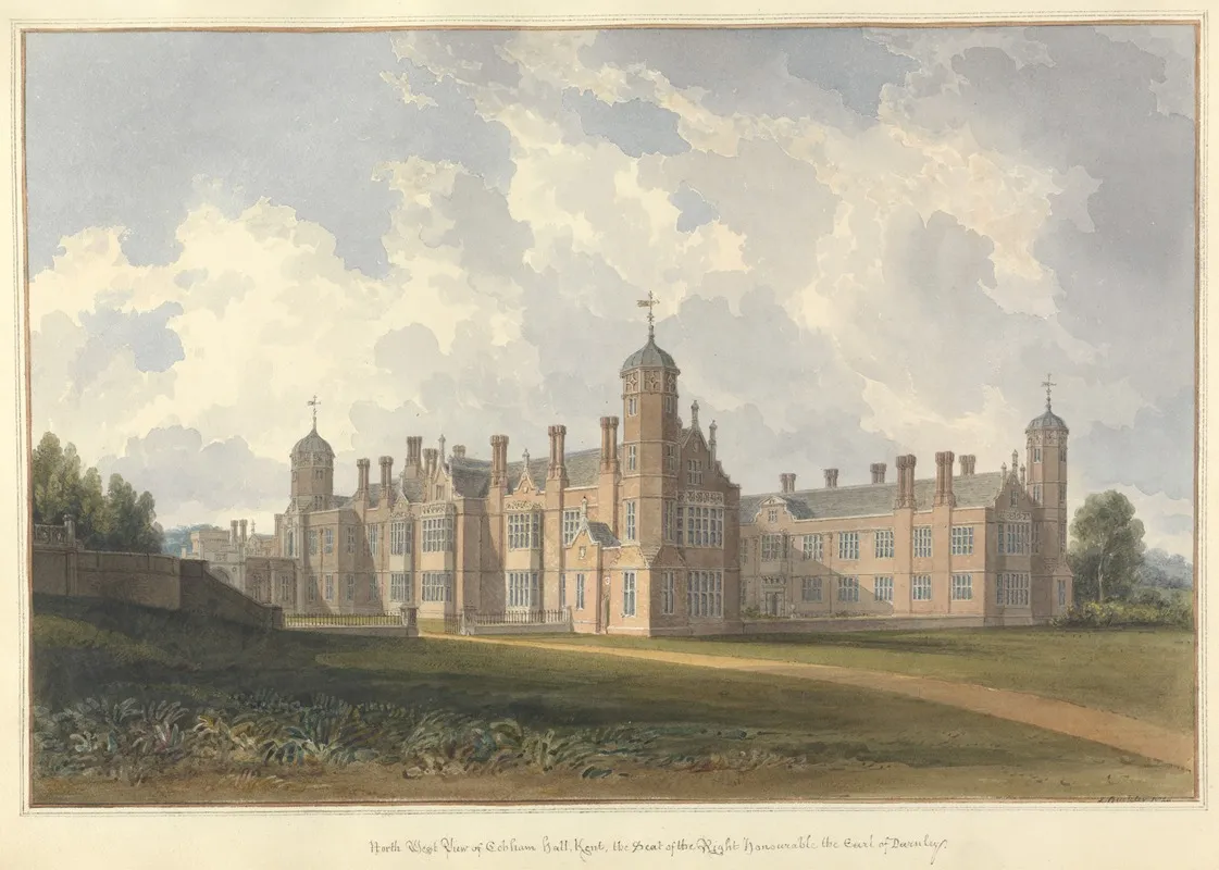 North West View Of Cobham Hall Kent The Seat Of The Right Honourable The Earl Of Darnley by John Buckler - Canvas Print