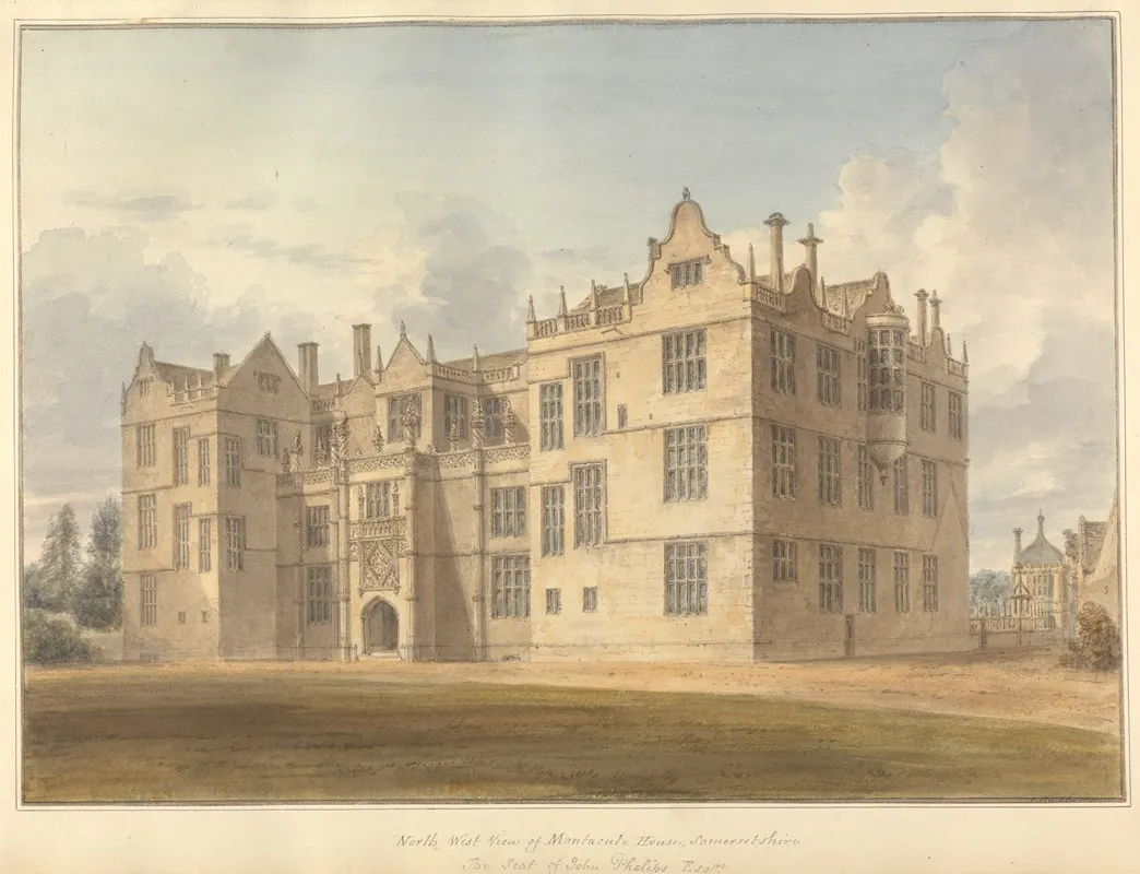 North West View Of Montacute House Somersetshire The Seat Of John Phelips Esqr by John Buckler - Canvas Print
