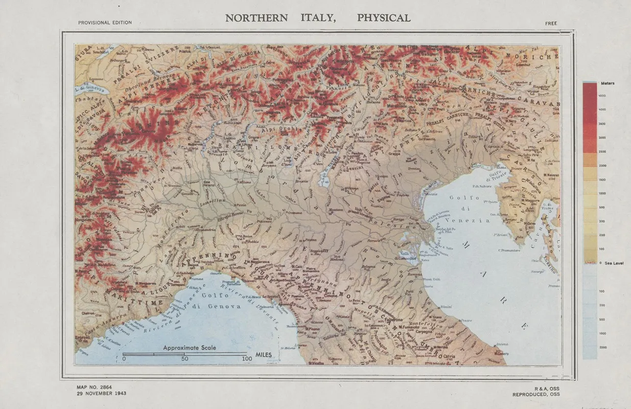 Northern Italy Physical by Office of Strategic Services - Canvas Print