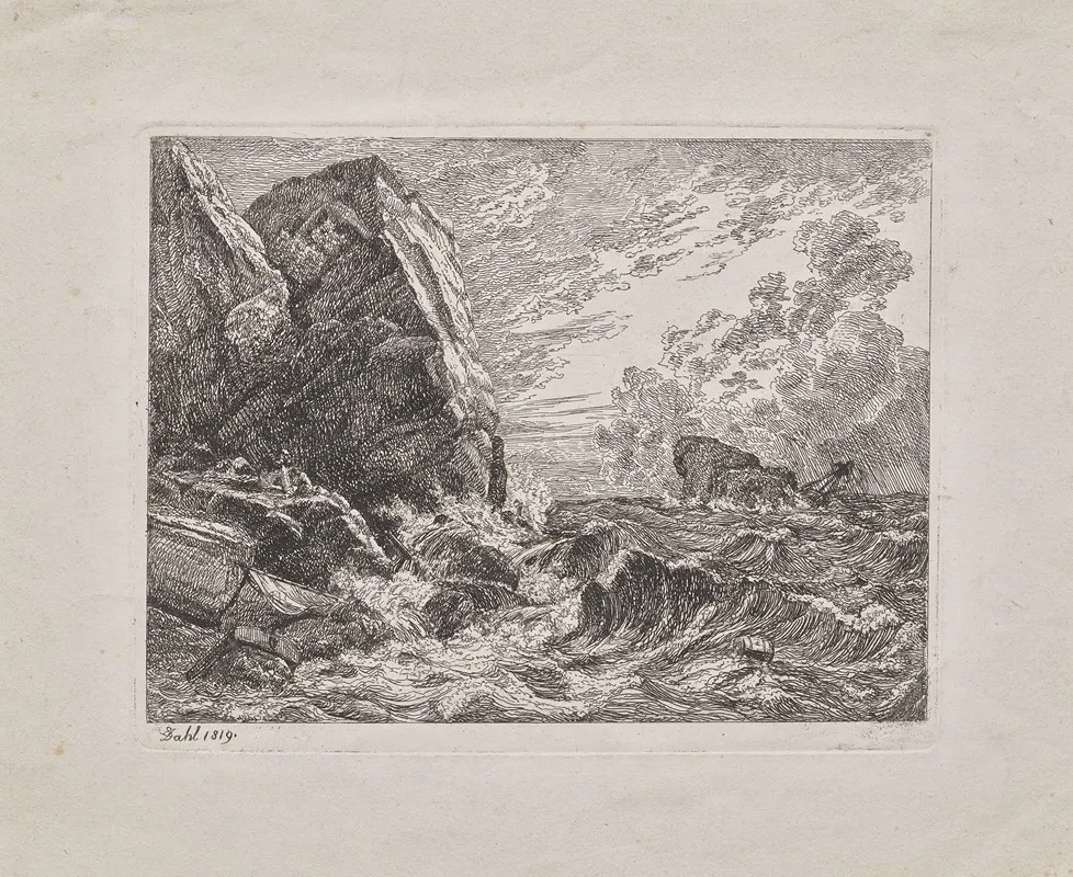 Norwegian Seacoast During A Storm by Johan Christian Dahl - Canvas Print