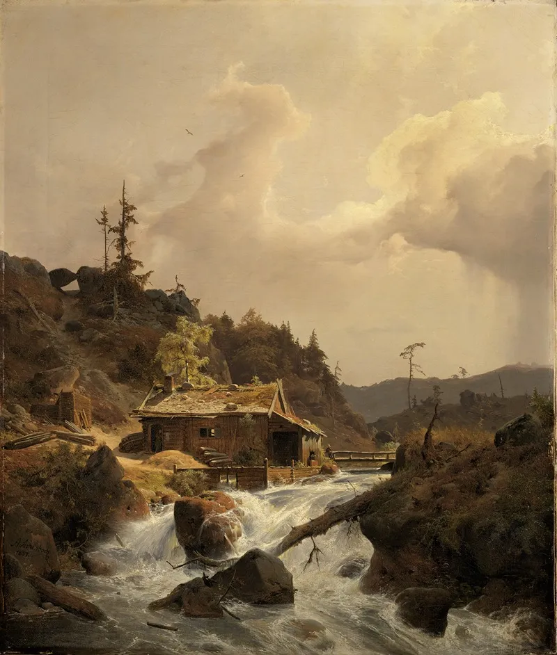 Norwegische Landschaft Mit Sagemuhle