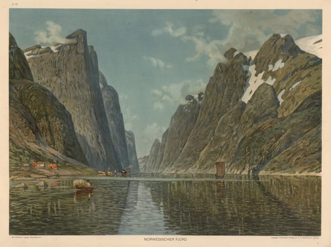 Norwegischer Fjord by Adolf Lehmann - Canvas Print