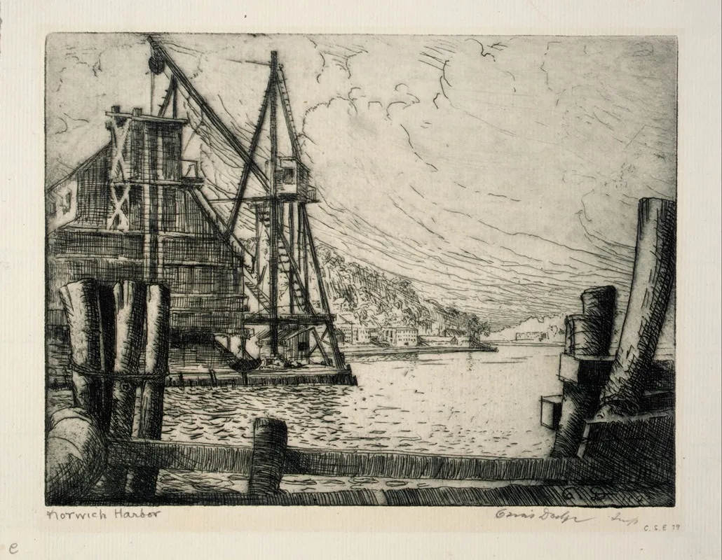 Norwich Harbor by Ozias Dodge - Canvas Print