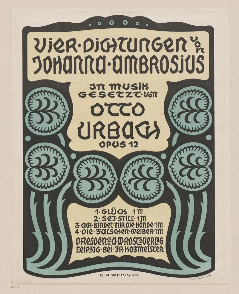 Notentitel Zu Otto Urbach Vier Dichtungen Von Johanna Ambrosius Opus 12