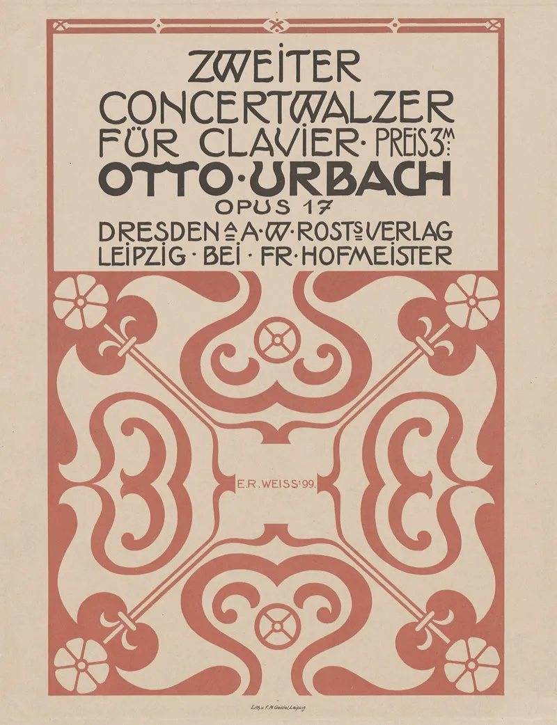 Notentitel Zu Otto Urbach Zweiter Concertwalzer Fur Klavier Opus 17 by Emil Rudolf Weiss - Canvas Print