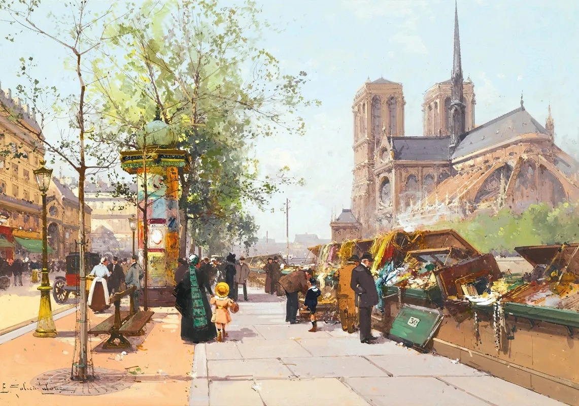 Notre Dame De Paris by Eugène Galien-Laloue - Canvas Print