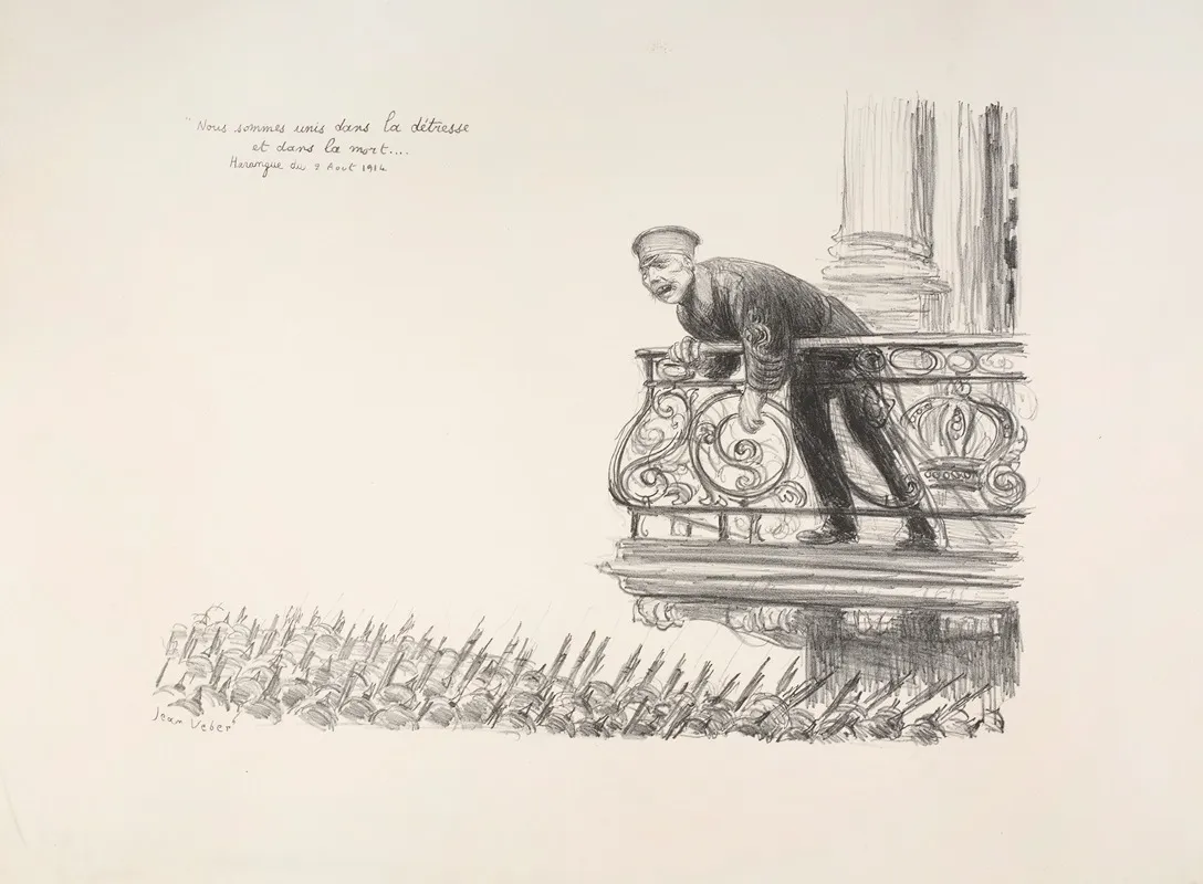 Nous Sommes Unis Dans La Detresse Et Dans La Mort Harangue Du 2 Aout 1914 Le Kaiser Au Balcon by Jean Veber - Canvas Print